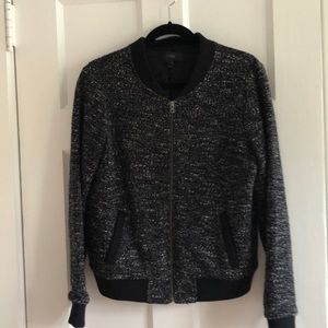 Black knit J Crew bomber jacket